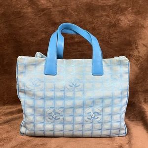 Chanel Travel line Tote Bag - Sky Blue Nylon Medium